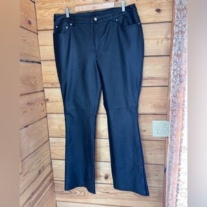 Women's 18 18T Black Leather Pants Flared Leg Plus Size NEW